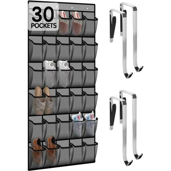 Over Door Shoe Organizer 30 Pocket Hanging Closet Storage Rack Space Saver - Picture 1 of 7